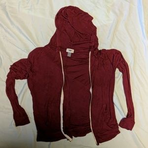 Slouchy dark red zip-up hoodie